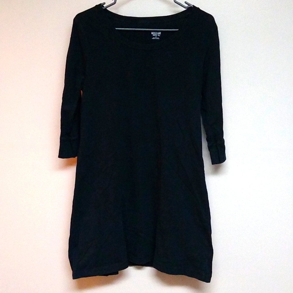 3 quarter sleeve black Tshirt dress, slightly shrunken